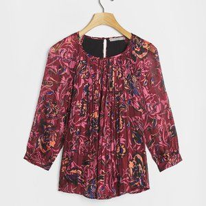 NWT Anthropologie Marilla Pintucked Blouse XS